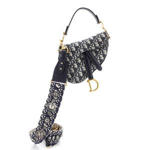 Christian Dior Mini Saddle Handbag with Strap Oblique Canvas